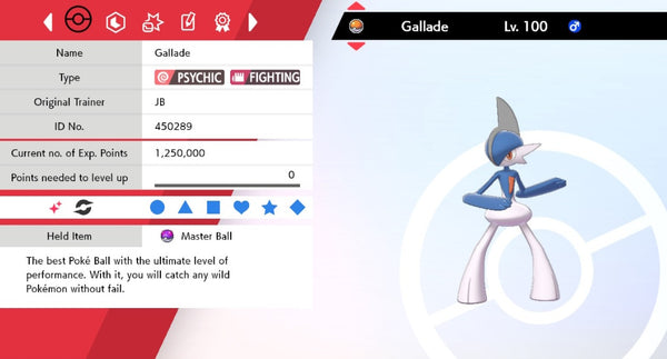 Shiny Gallade / Pokemon Sword and Shield / 6IV Pokemon / Shiny Pokemon