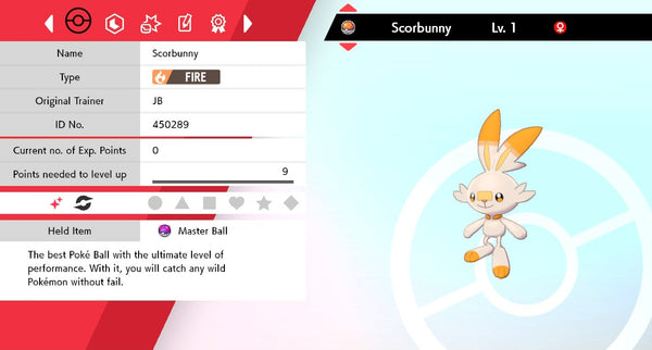 Shiny Scorbunny / Pokemon Sword and Shield / 6IV Pokemon / Shiny Pokemon